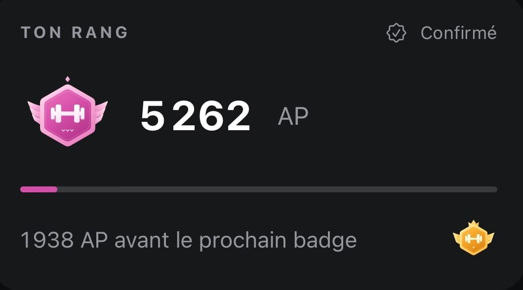 Carte de progression Aven : 5 262 AP et 1 938 AP avant le prochain badge